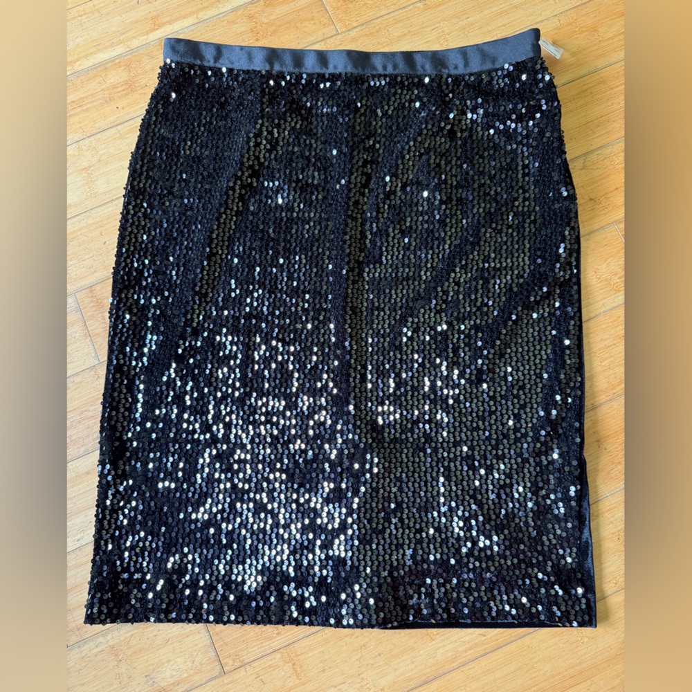 Black Sequin and Velvet Skirt